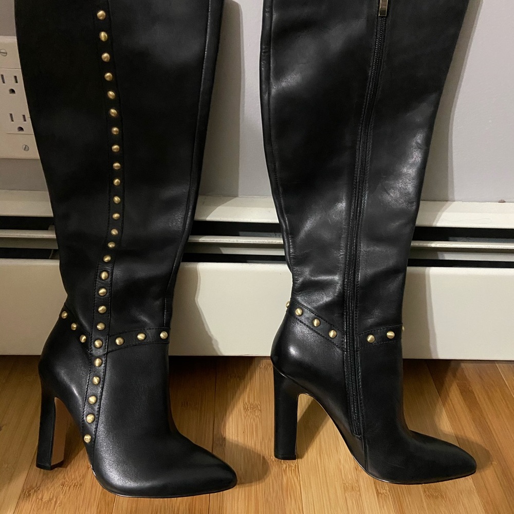 Black leather boots